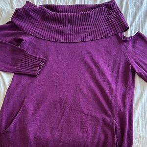New York & Company Magenta Off-Shoulder Sweater